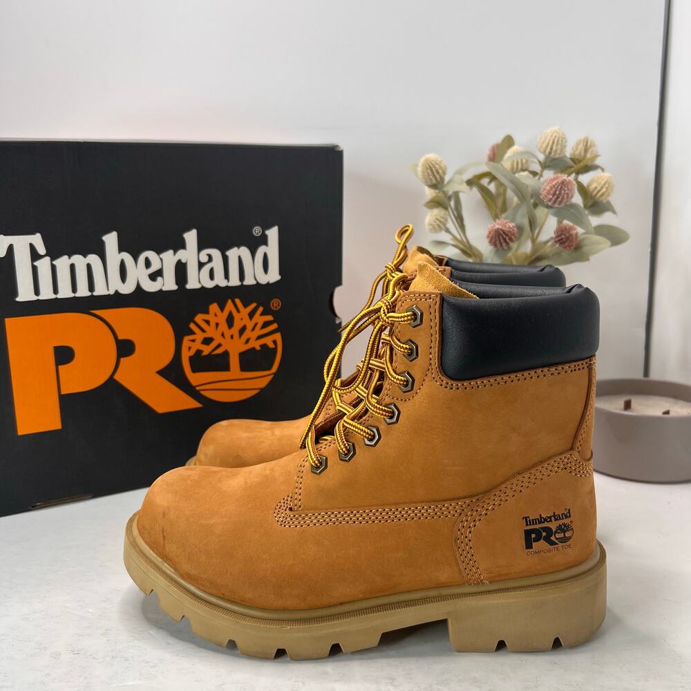 Timberland PRO Sawhorse 6" Composite Safety Toe Boots Wheat Men 6M